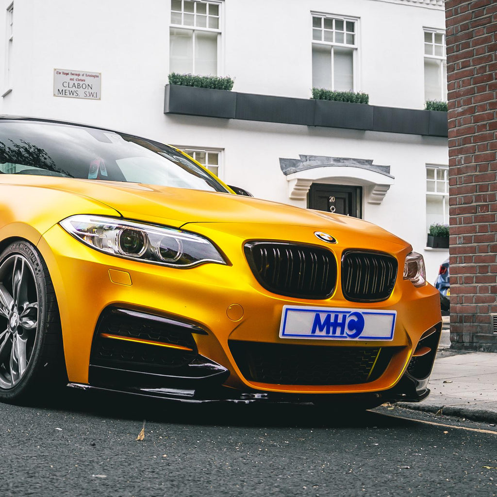 MHC Black BMW F87 M2 N55 & F22/F23 2 Series Gloss Black OEM M2 Style Double Slat Front Grilles