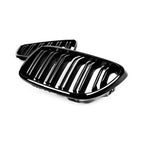 MHC Black BMW F87 M2 N55 & F22/F23 2 Series Gloss Black OEM M2 Style Double Slat Front Grilles