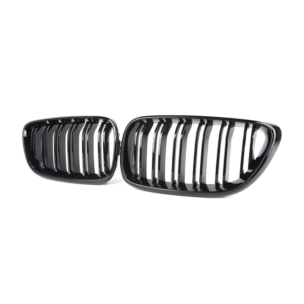 MHC Black BMW F87 M2 N55 & F22/F23 2 Series Gloss Black OEM M2 Style Double Slat Front Grilles
