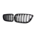 MHC Black BMW F87 M2 N55 & F22/F23 2 Series Gloss Black OEM M2 Style Double Slat Front Grilles