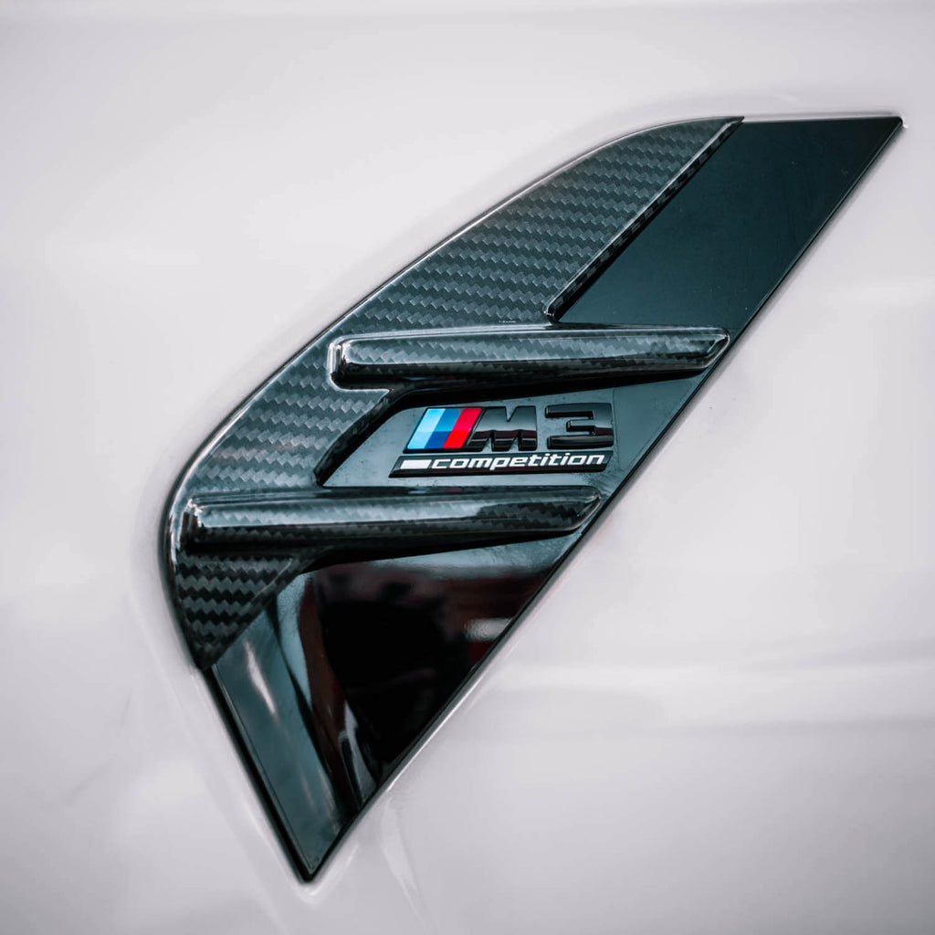 MHC+ BMW G80 & G81 M3 Pre Preg Carbon Fibre Side Fender Badge Covers