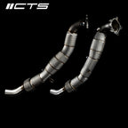 CTS TURBO AUDI C7/C7.5 S6/S7/RS7 4.0T CAST DOWNPIPE SET WITH HIGH FLOW CATS