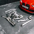 R44 BMW M3/M4 Race Cat Back Exhaust System In Titanium With Carbon Tips (G80/G81/G82/G83)