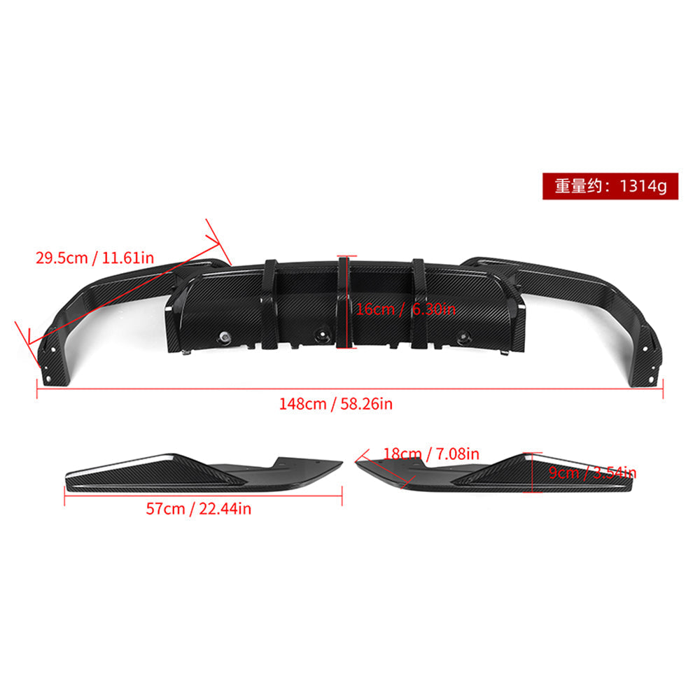 SooQoo BMW M8 F91 Rear Diffuser In Gloss Carbon Fibre