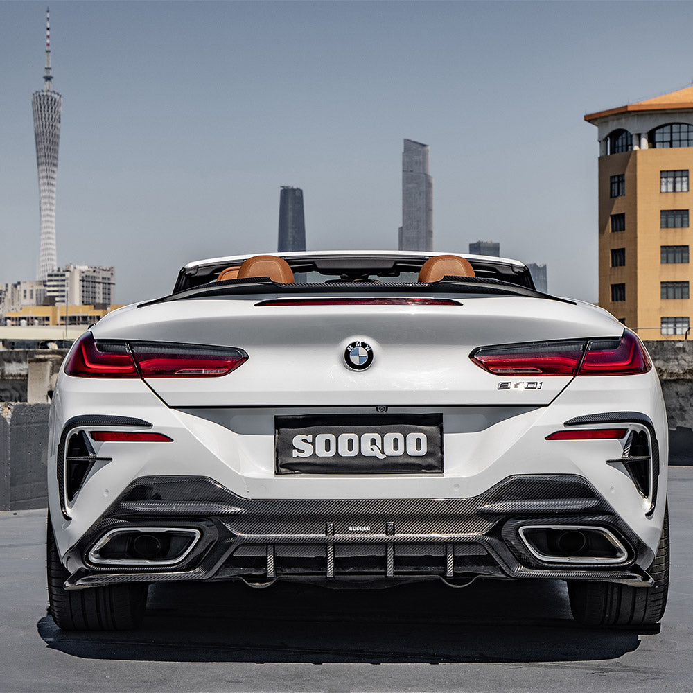 SooQoo BMW 8 Series G14 Rear Diffuser In Gloss Carbon Fibre
