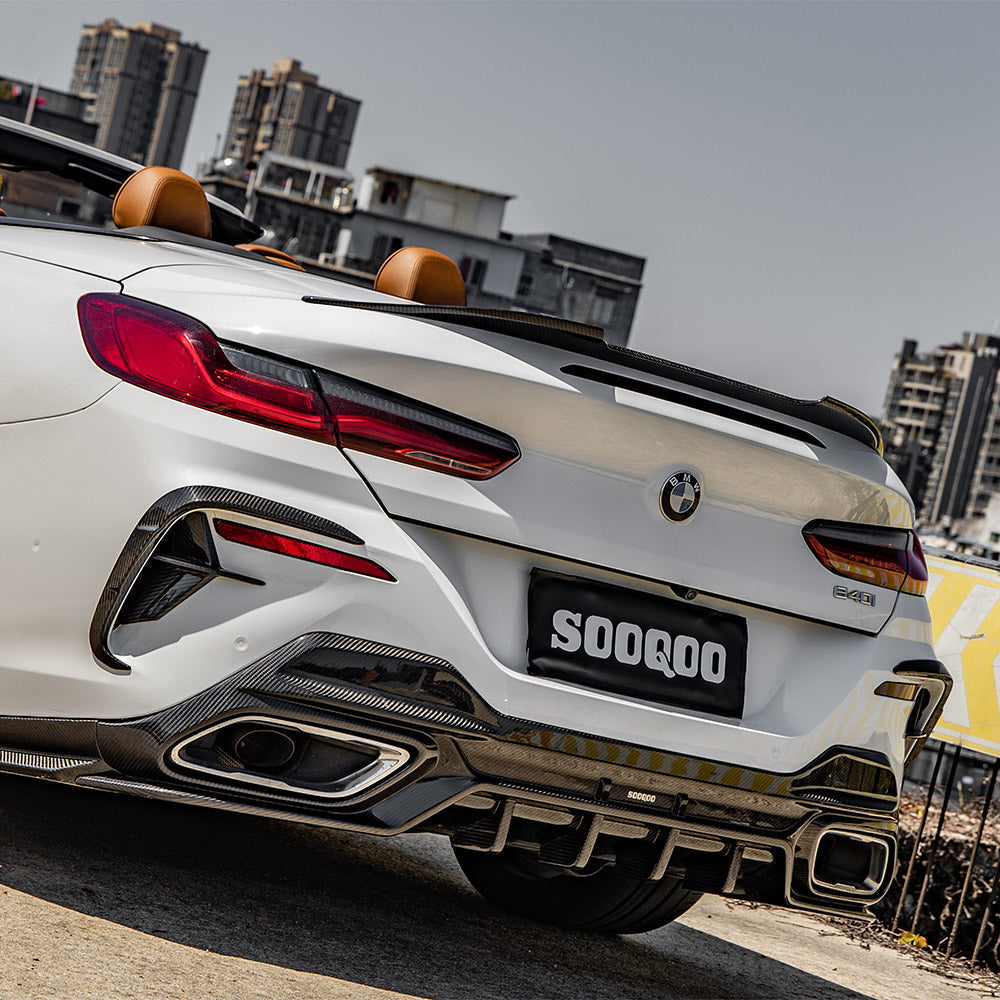 SooQoo BMW 8 Series G16 Rear Diffuser In Gloss Carbon Fibre