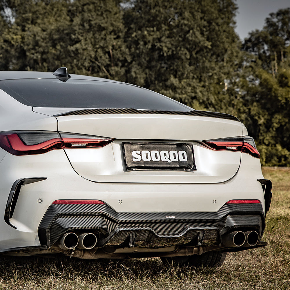 SooQoo BMW G22 G23 4 Series Rear Diffuser In Gloss Carbon Fibre
