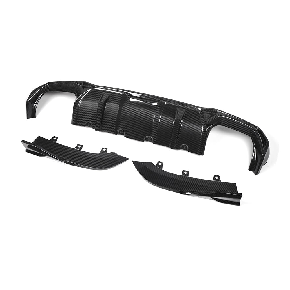 SooQoo BMW G22 G23 4 Series Rear Diffuser In Gloss Carbon Fibre