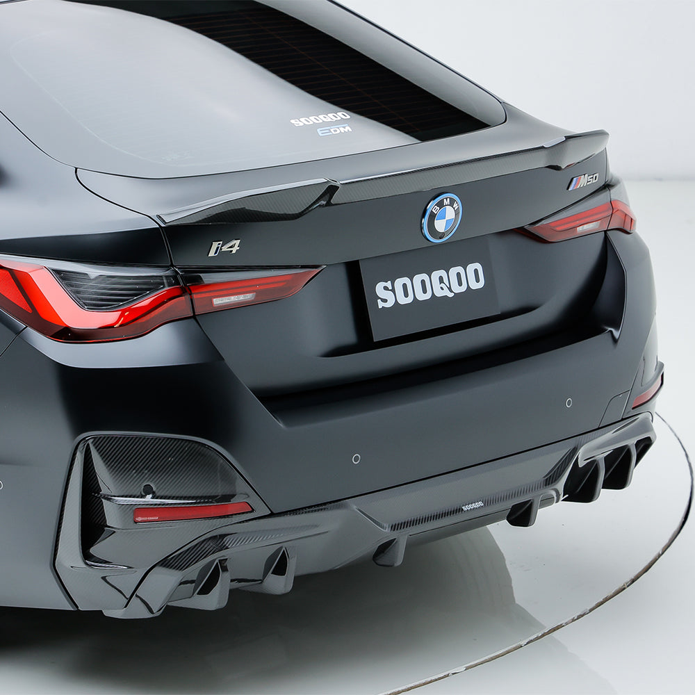 SooQoo BMW I4 G26 Rear Diffuser In Gloss Carbon Fibre