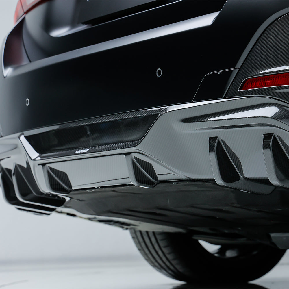 SooQoo BMW I4 G26 Rear Diffuser In Gloss Carbon Fibre