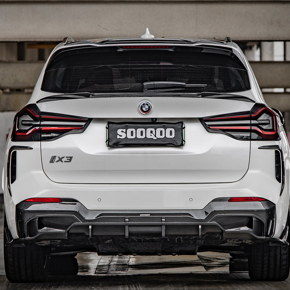 SooQoo BMW iX3 G08 Rear Diffuser In Gloss Carbon Fibre