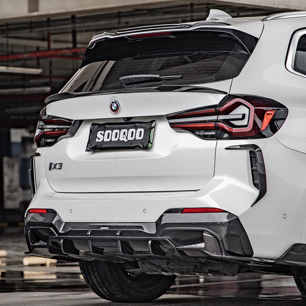 SooQoo BMW iX3 G08 Rear Diffuser In Gloss Carbon Fibre