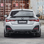 SooQoo BMW 4 Series G26 Rear Diffuser Dual Tips In Gloss Carbon Fibre
