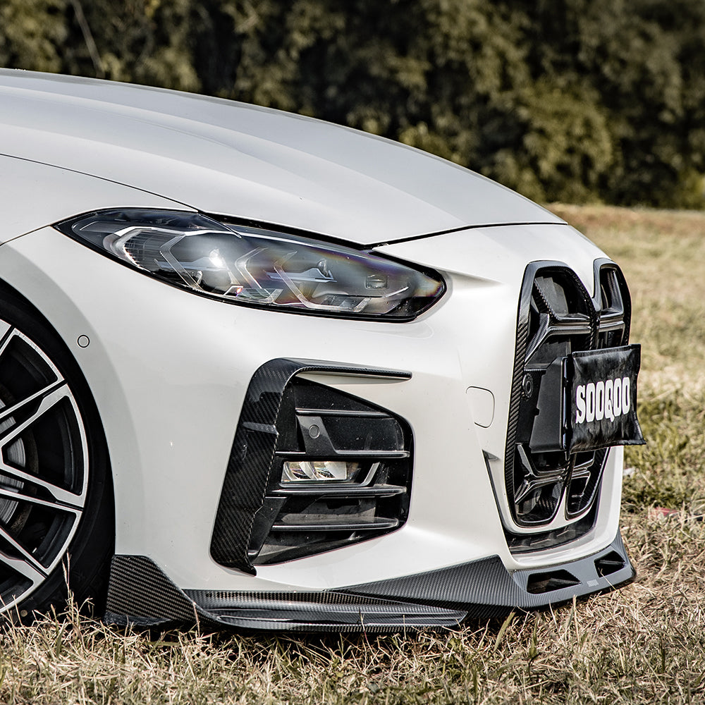 SooQoo BMW G22 G23 4 Series Front & Rear Bumper Inserts In Gloss Carbon Fibre