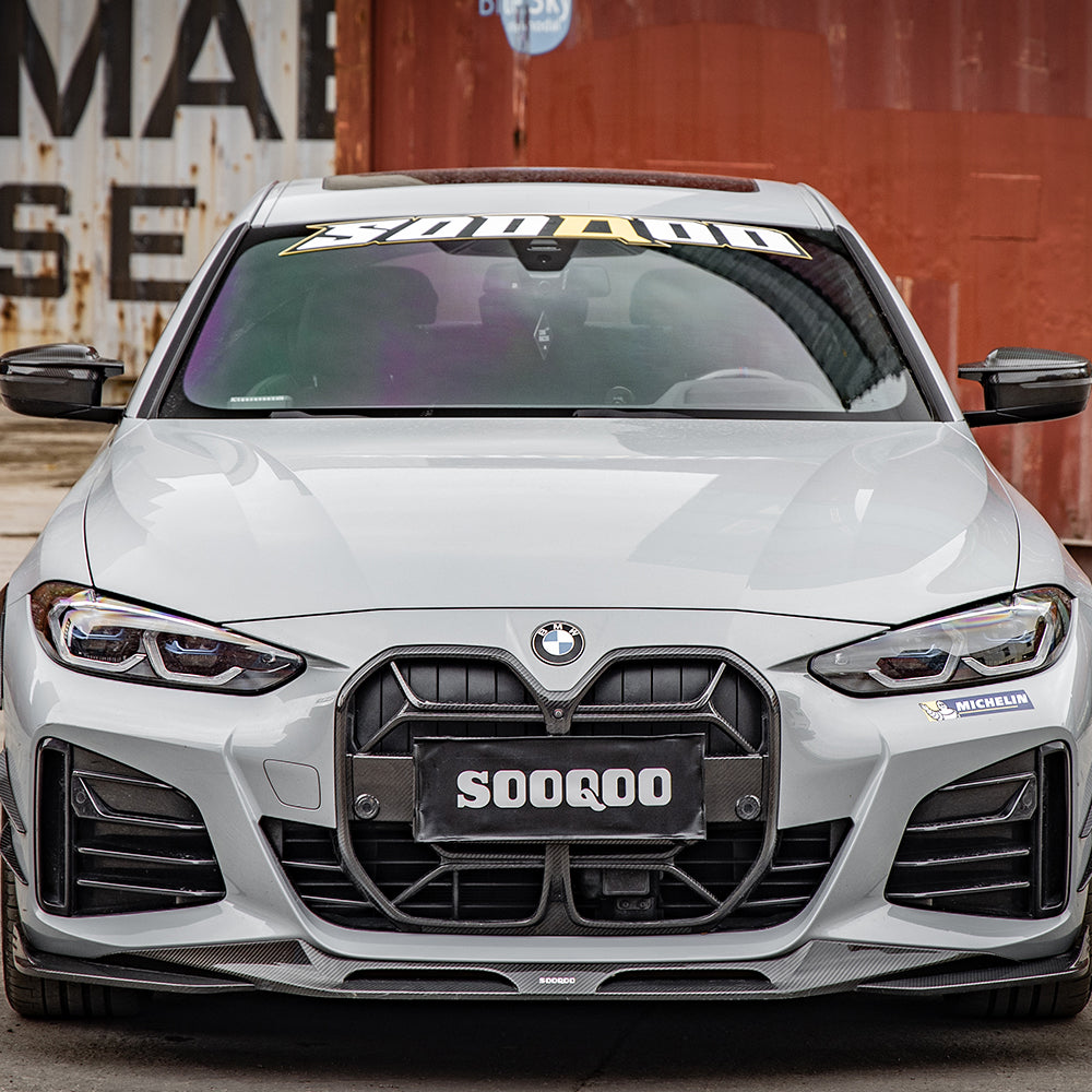 SooQoo BMW 4 Series G26 Front Lip In Gloss Carbon Fibre