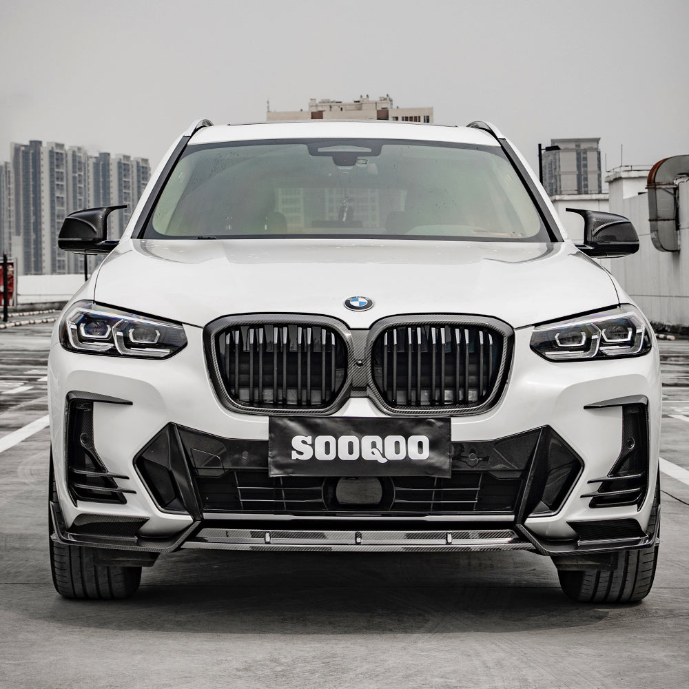 SooQoo BMW iX3 G08 Front Lip In Gloss Carbon Fibre