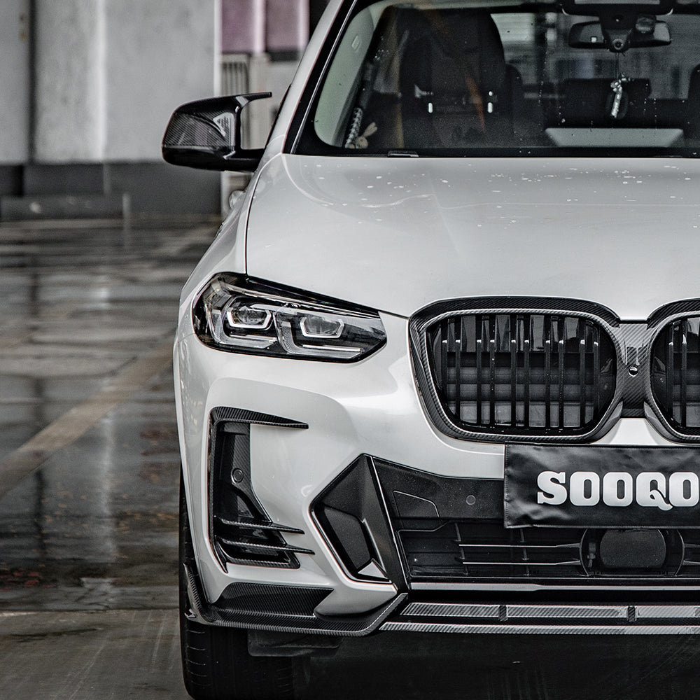 SooQoo BMW iX3 / X3 G01 / X4 G02 LCI Front Ducts In Gloss Carbon Fibre
