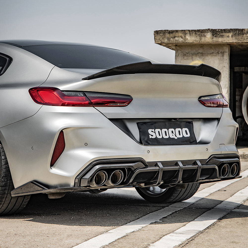 SooQoo BMW M8 F93 Gran Coupe Aggressive Rear Diffuser In Gloss Carbon Fibre
