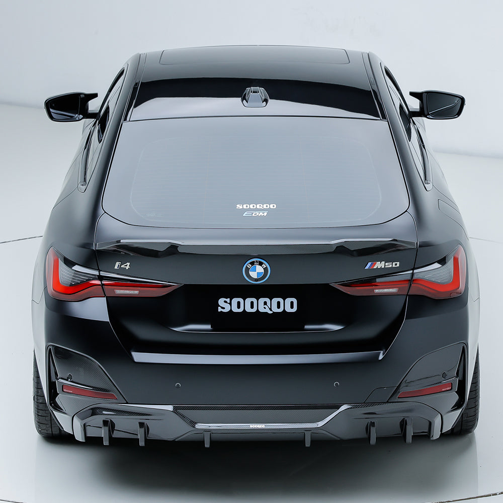 SooQoo BMW 4 Series G26 Rear Bumper Inserts In Gloss Carbon Fibre