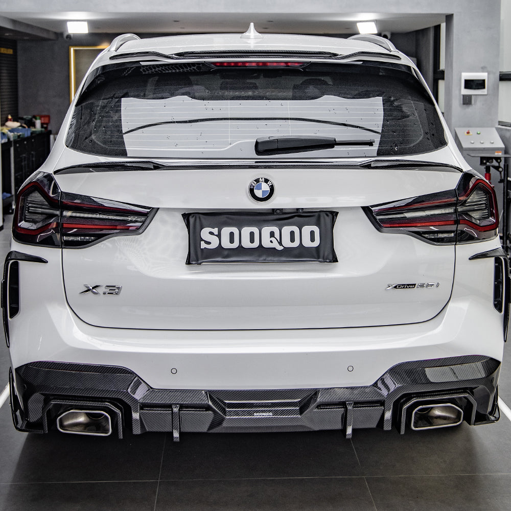 SooQoo BMW X3 G01 LCI Rear Diffuser In Gloss Carbon Fibre