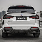 SooQoo BMW IX3 G08 Rear Bumper Inserts In Gloss Carbon Fibre