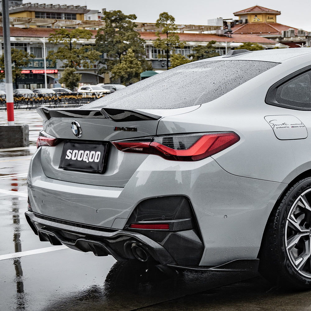 SooQoo BMW 4 Series G26 Rear Diffuser Single Tip In Gloss Carbon Fibre
