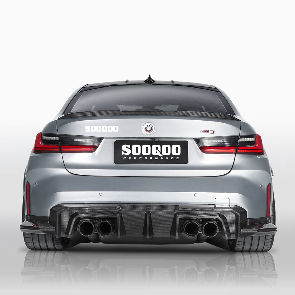 SooQoo V2 BMW M3 G80 G81 Rear Diffuser In Gloss Carbon Fibre