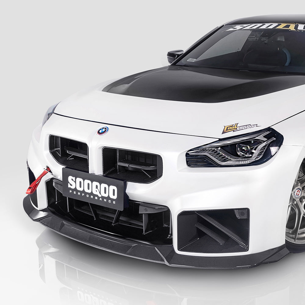 SooQoo V3 BMW M2 G87 Front Lip In Gloss Carbon Fibre