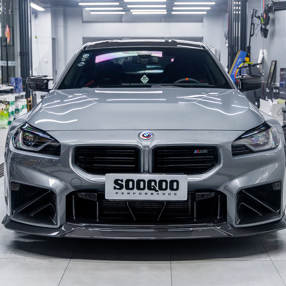 SooQoo V3 BMW M2 G87 Front Lip In Gloss Carbon Fibre