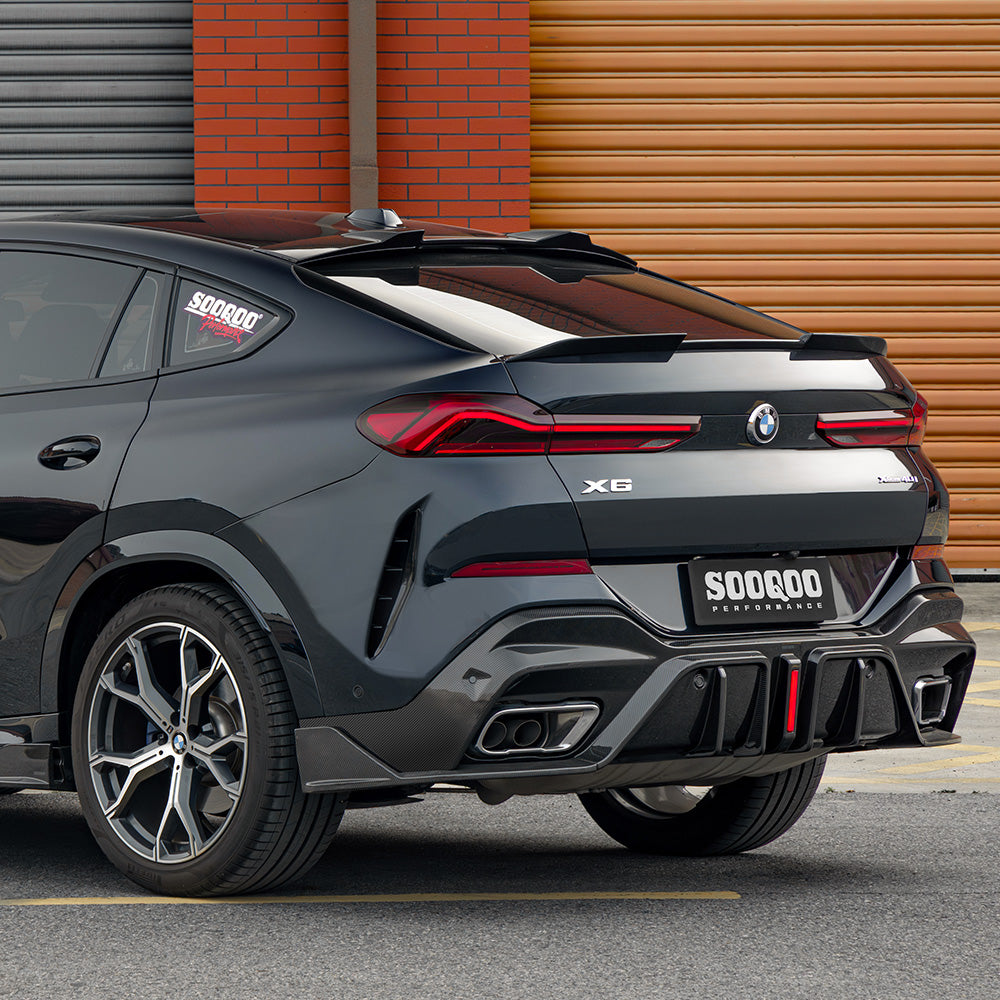 SooQoo BMW X6 G06 Rear Diffuser W/Brake Light In Gloss Carbon Fibre
