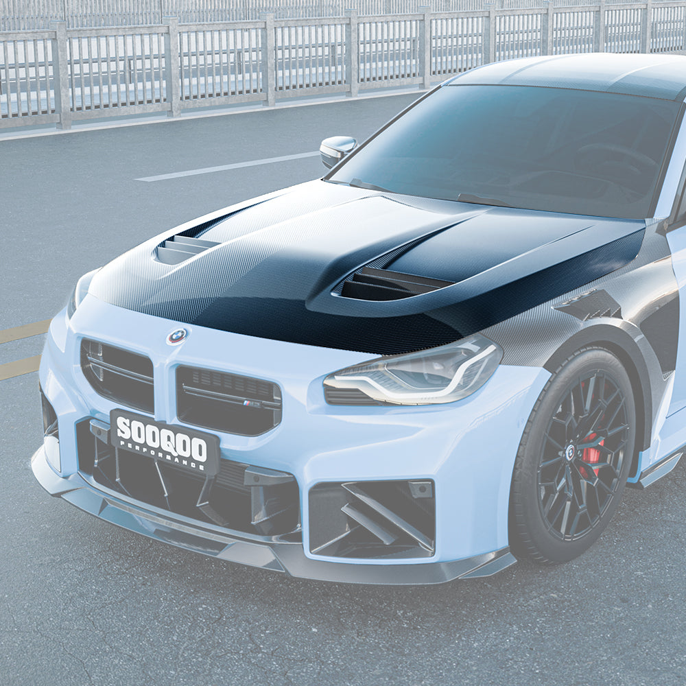 SooQoo BMW M2 G87 Vented Hood In Gloss Carbon Fibre