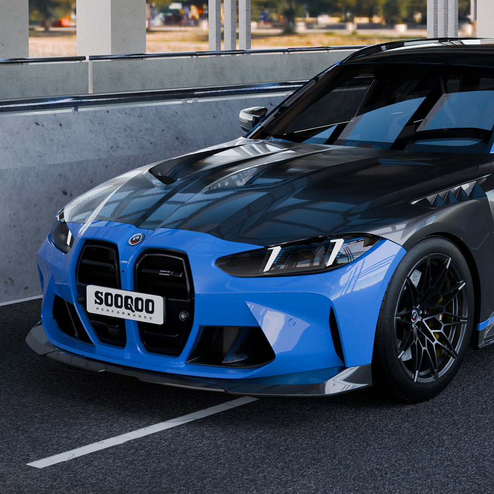 SooQoo BMW M3 G80 M4 G82 Vented Hood In Gloss Carbon Fibre