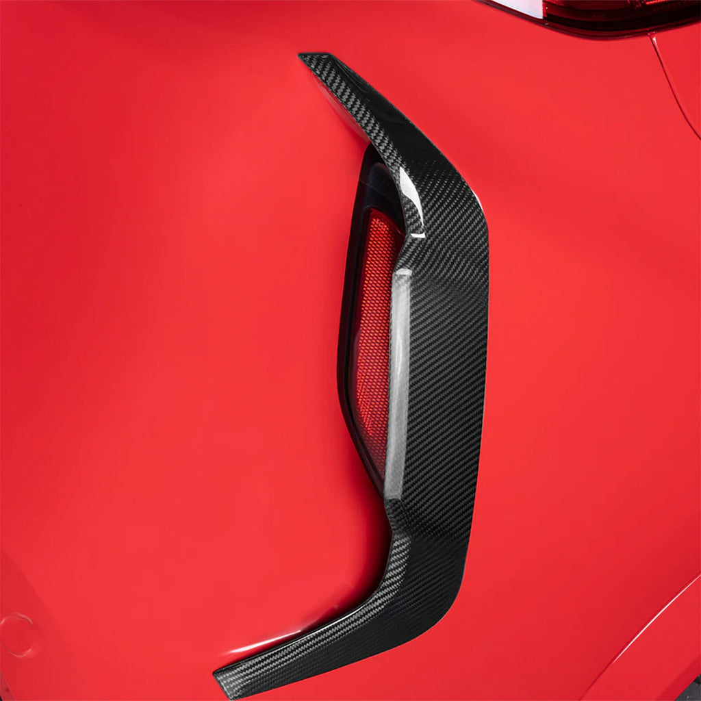 SooQoo BMW F96 X6M Rear Bumper Inserts In Gloss Carbon Fibre