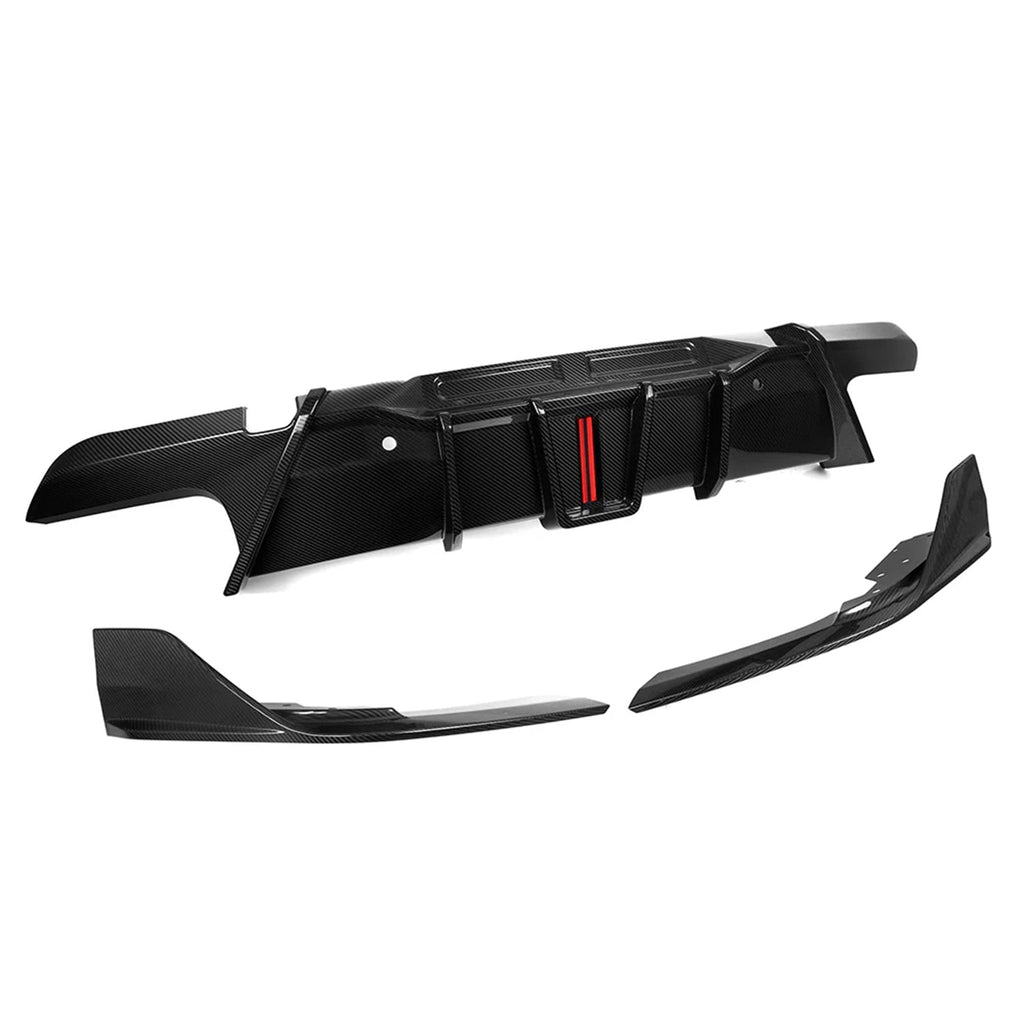 SooQoo BMW F96 X6M SQ-B Rear Diffuser With Brake Light In Gloss Carbon Fibre