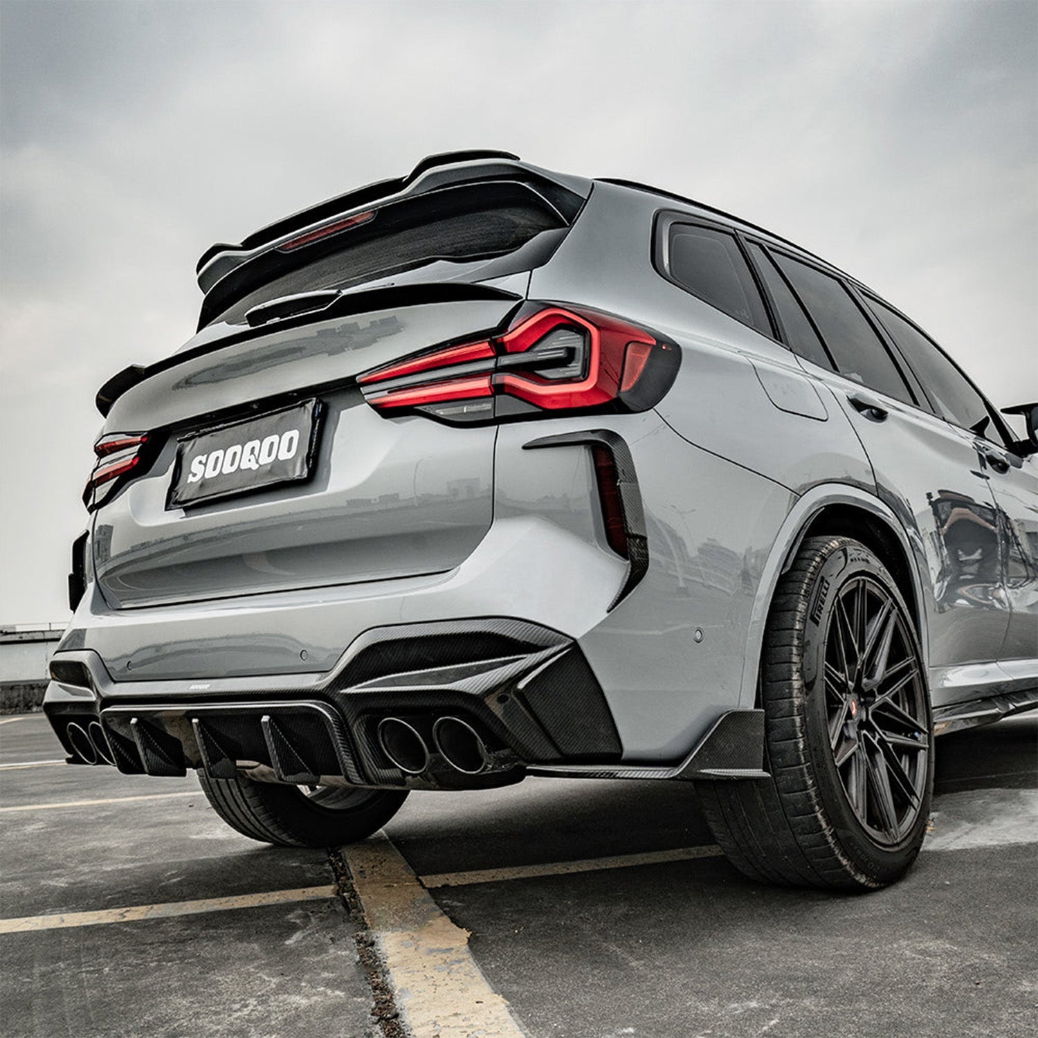 SooQoo BMW F97 X3M SQ Roof Spoiler In Gloss Pre Preg Carbon Fibre (2019+)