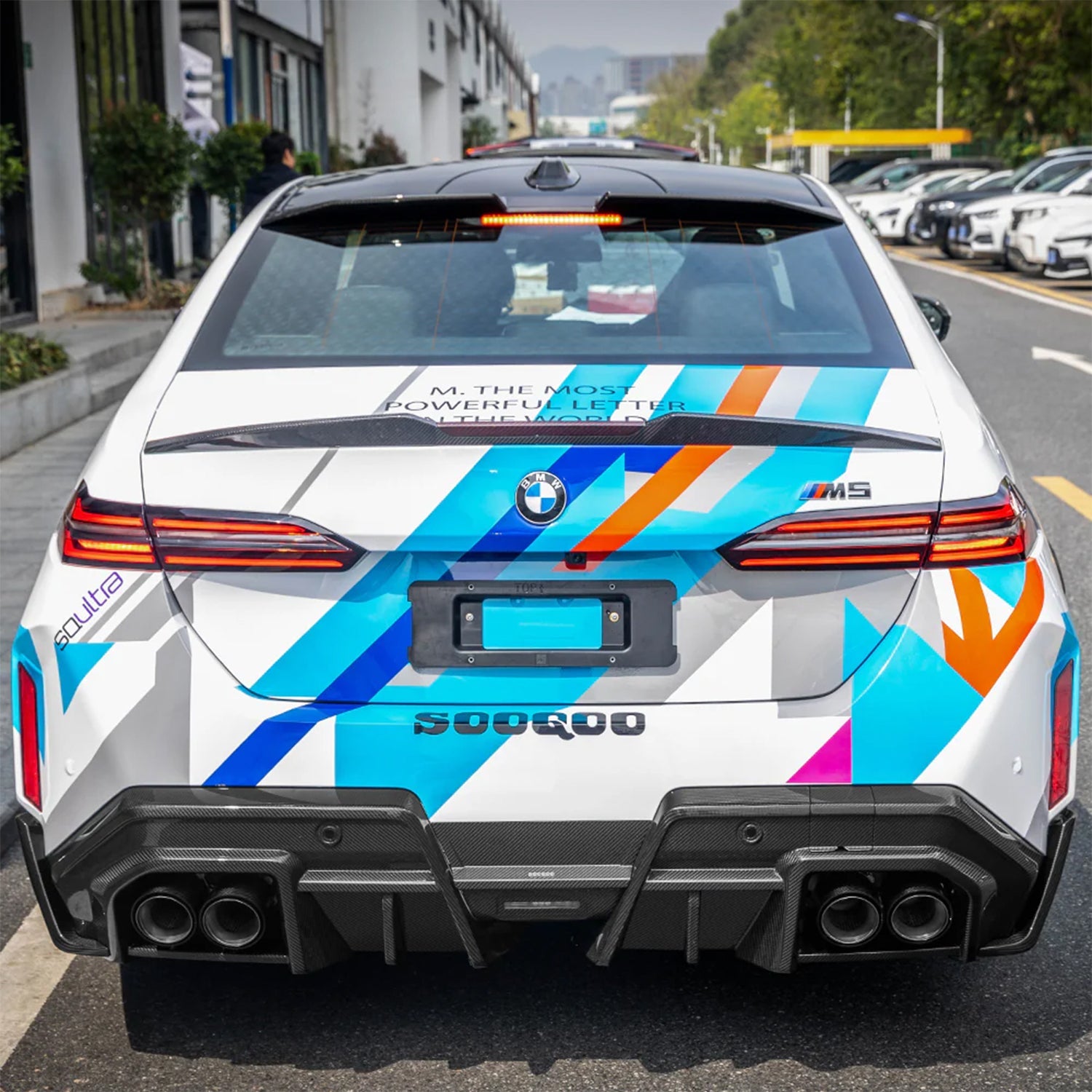 SooQoo BMW G90 M5 Rear Spoiler In Gloss Carbon Fibre