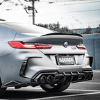 SooQoo BMW F93 M8 Gran Coupe Rear Bumper Inserts In Gloss Carbon Fibre