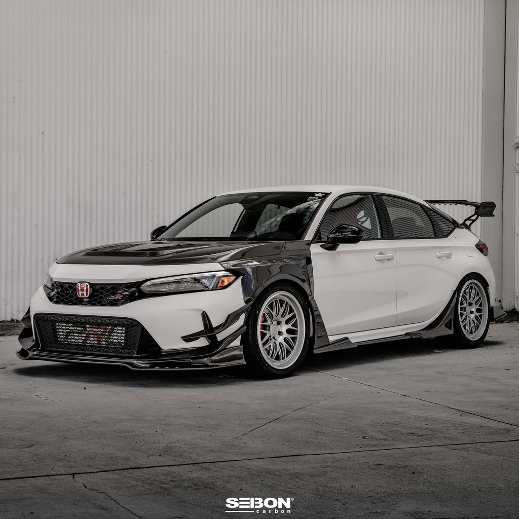 Seibon MB-Style Carbon Fiber Front Side Skirt Extensions - 2023-2025 Honda Civic Type R