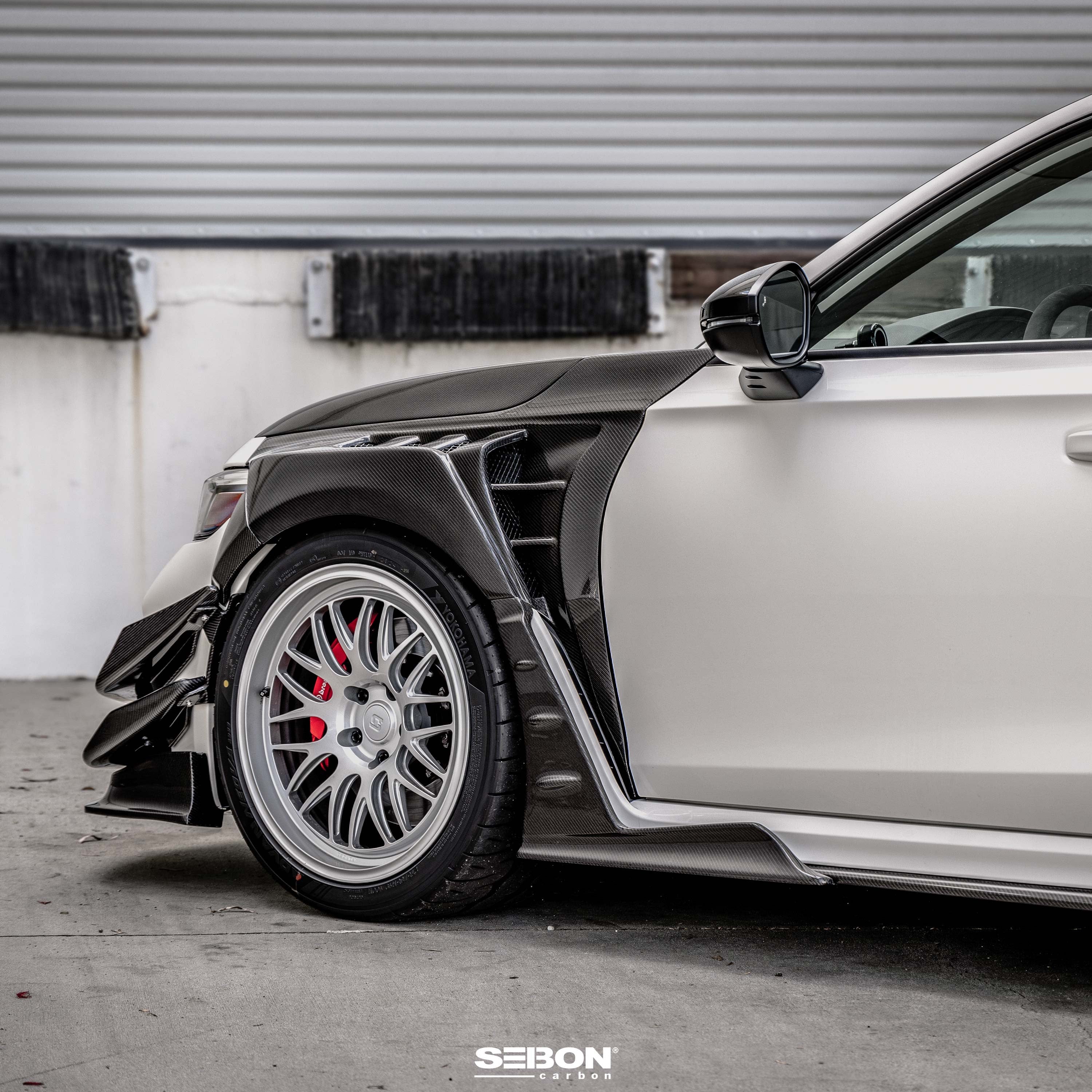 Seibon MB-Style Carbon Fiber Front Side Skirt Extensions - 2023-2025 Honda Civic Type R