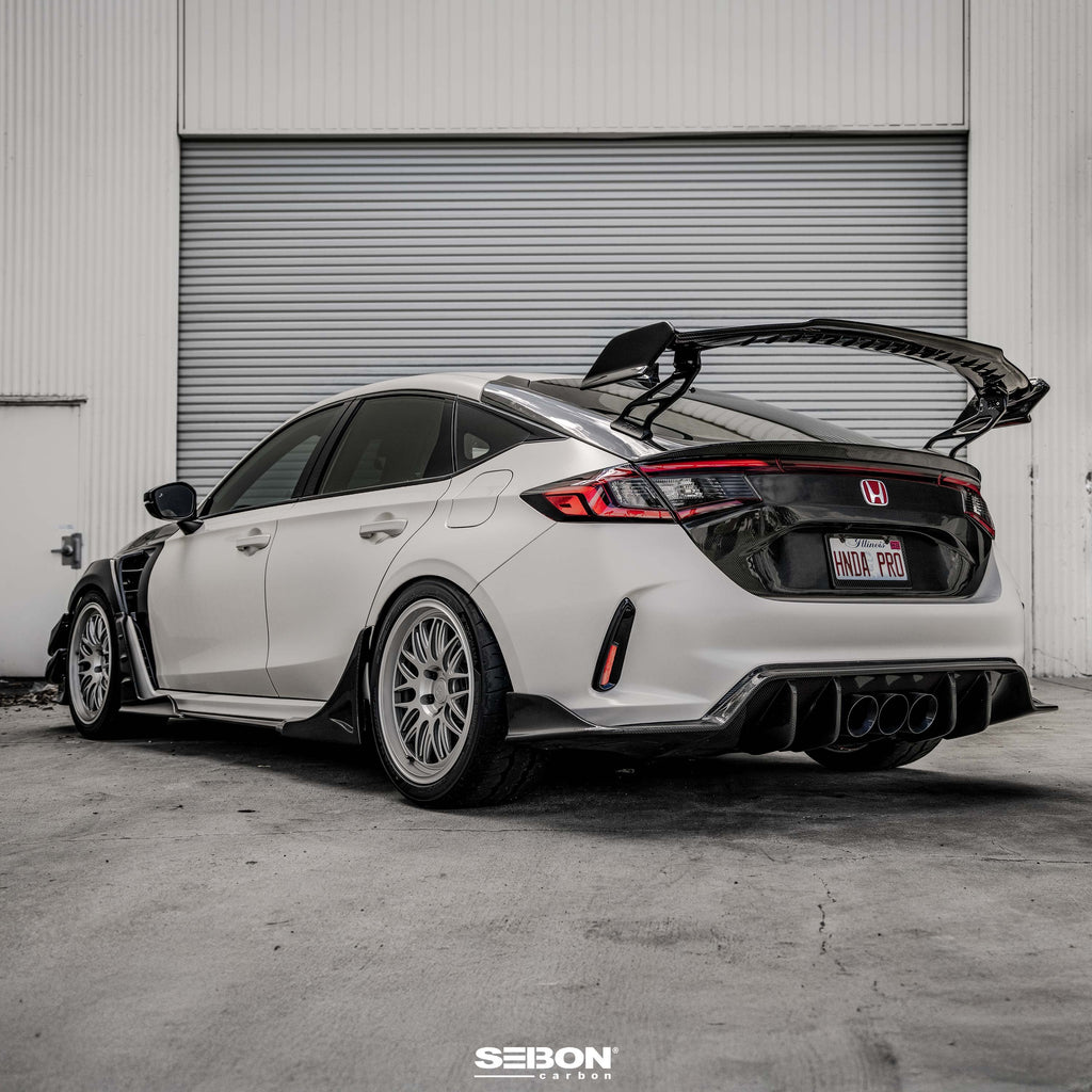 Seibon MB-Style Carbon Fiber Rear Side Skirt Extensions - 2023-2025 Honda Civic Type R