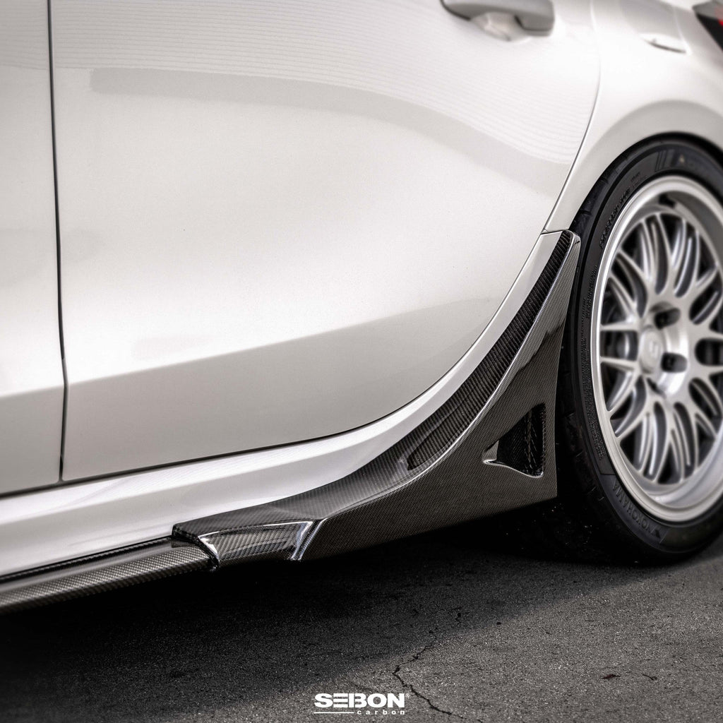 Seibon MB-Style Carbon Fiber Rear Side Skirt Extensions - 2023-2025 Honda Civic Type R